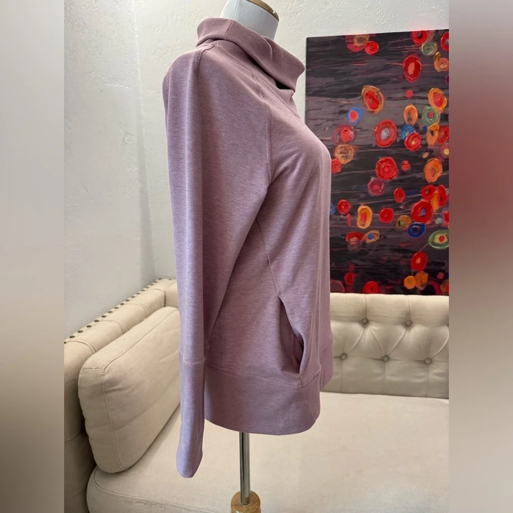 Lululemon Womens High Lines Pullover Funnel Neck Heathered Vintage Mauve Size 8